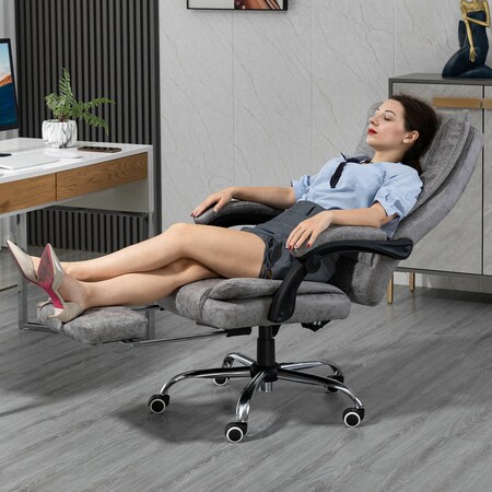HOMCOM Bürostuhl mit Massage und Heizfunktion grau 62 x 67 x 113-120 cm  (LxBxH)