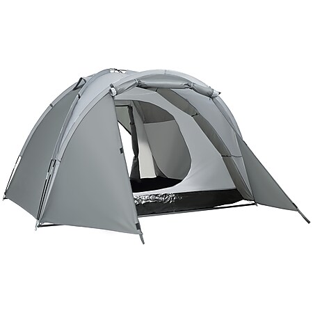 Outsunny Campingzelt mit Meshfenster grau 350L x 220B x 145H cm | 