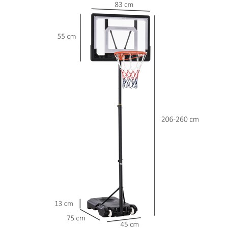 HOMCOM Basketballkorb höhenverstellbar schwarz 83 x 75 x 260 cm (BxTxH) |  bei Marktkauf online bestellen | Basketballkörbe