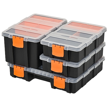 DURHAND Werkzeugaufbewahrung Box 4-teiliges set schwarz, orange | Aufbewahrungsbox Werkzeug Sortierkasten 