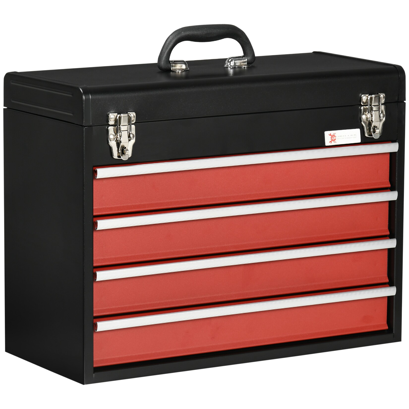 DURHAND Werkzeugkiste mit 4 Schubladen schwarz, rot 51L x 22B x 39,5H cm