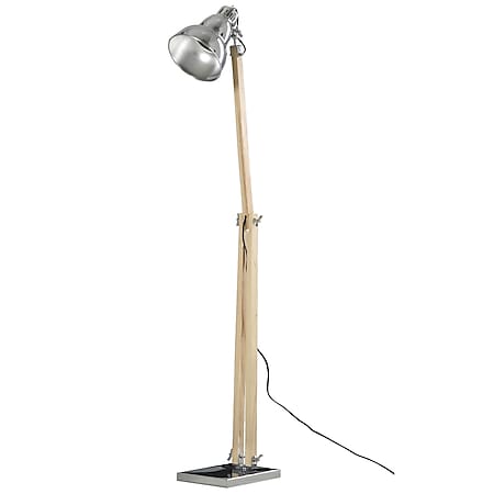 HOMCOM Stehlampe mit verstellbarem Schirm natur, silber 64 x 18 x 133 cm (LxBxH) | Stehleuchte Wohnzimmerlampe Leselampe Lampe 