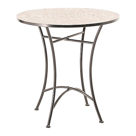 Gartentisch aus Metall mit Mosaikplatte, 70 cm ø Kemo Schwarz/Beige 