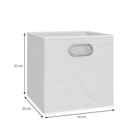 Relaxdays Aufbewahrungsbox aus Stoff, 2er-Set, weiße Streifen, HxBxT: 30,5  x 30 x 30 cm, faltbarer Regalkorb, grau/weiß