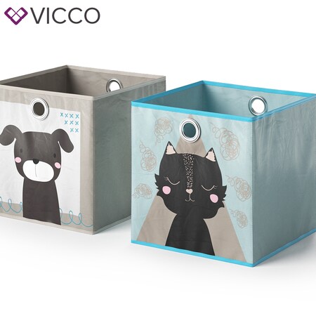 Vicco 2er Set Faltbox 30x30 cm Kinder Faltkiste Aufbewahrungsbox Regalkorb