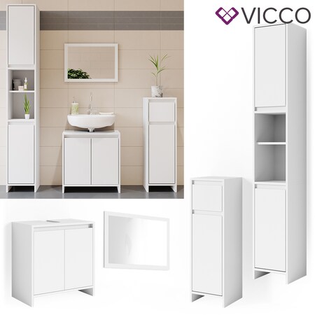 Schrank bei VICCO - Hoch Midi Set EMMA Marktkauf Spiegel Waschtischunterschrank Weiß bestellen Badmöbel online