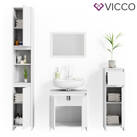 VICCO Badmöbel Set EMMA Marktkauf bei online - bestellen Weiß Schrank Waschtischunterschrank Spiegel Midi Hoch