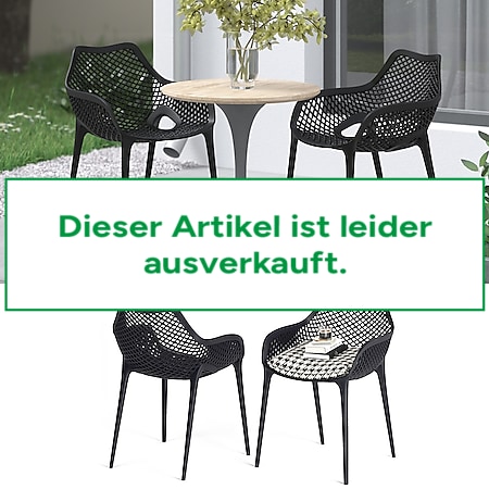 OK-Living Gartenstuhl Terrassenstuhl Balkonstuhl Leif schwarz Sitzschale Set 2 