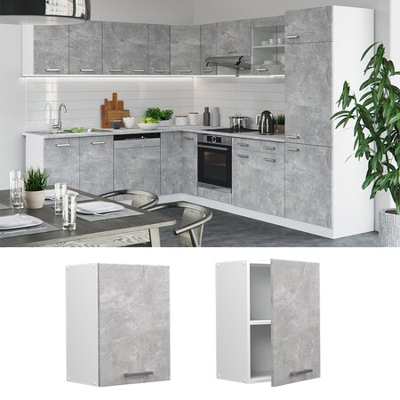 bestellen Weiß cm Beton Tür Küchenschrank Küchenzeile Fächer Vicco R-Line 45 Hängeschrank bei online Marktkauf