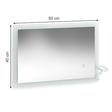 Vicco Badspiegel Wandspiegel LED-Spiegel Weiß 60x40 cm Badezimmer Spiegel  Badmöbel Hängespiegel Spiegelbeleuchtung Touch-Switch dimmbar rahmenlos bei  Marktkauf online bestellen