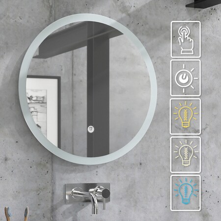 Vicco Badspiegel Rundspiegel LED-Spiegel Weiß 60 cm Badezimmer Spiegel  Wandspiegel Badmöbel Hängespiegel Spiegelbeleuchtung Touch-Switch dimmbar  rahmenlos bei Marktkauf online bestellen