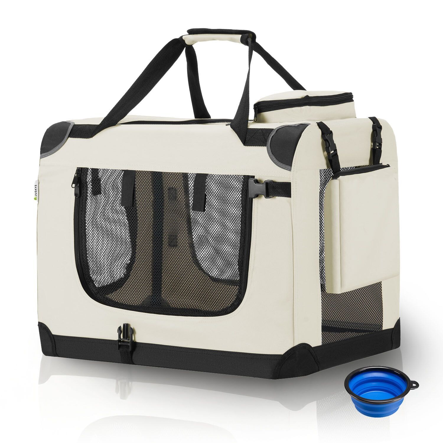 Hundetransportbox Lassie L (beige) faltbar mit Decke - 50x70x52 cm Hundetasche Hundebox