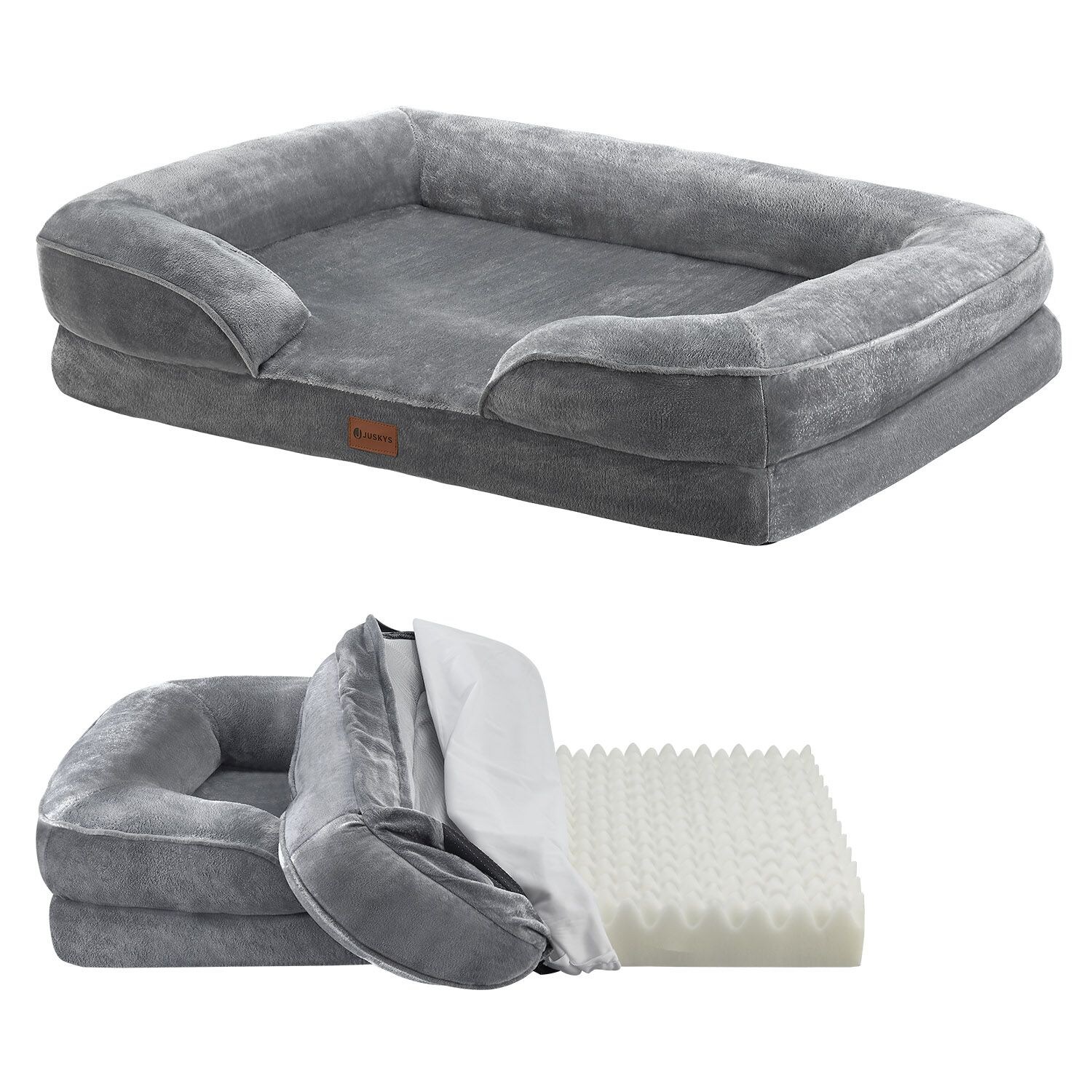 Juskys Hundebett Sheena L - 98 x 70 cm - orthopädisch & flauschig - Bezug abnehmbar & waschbar