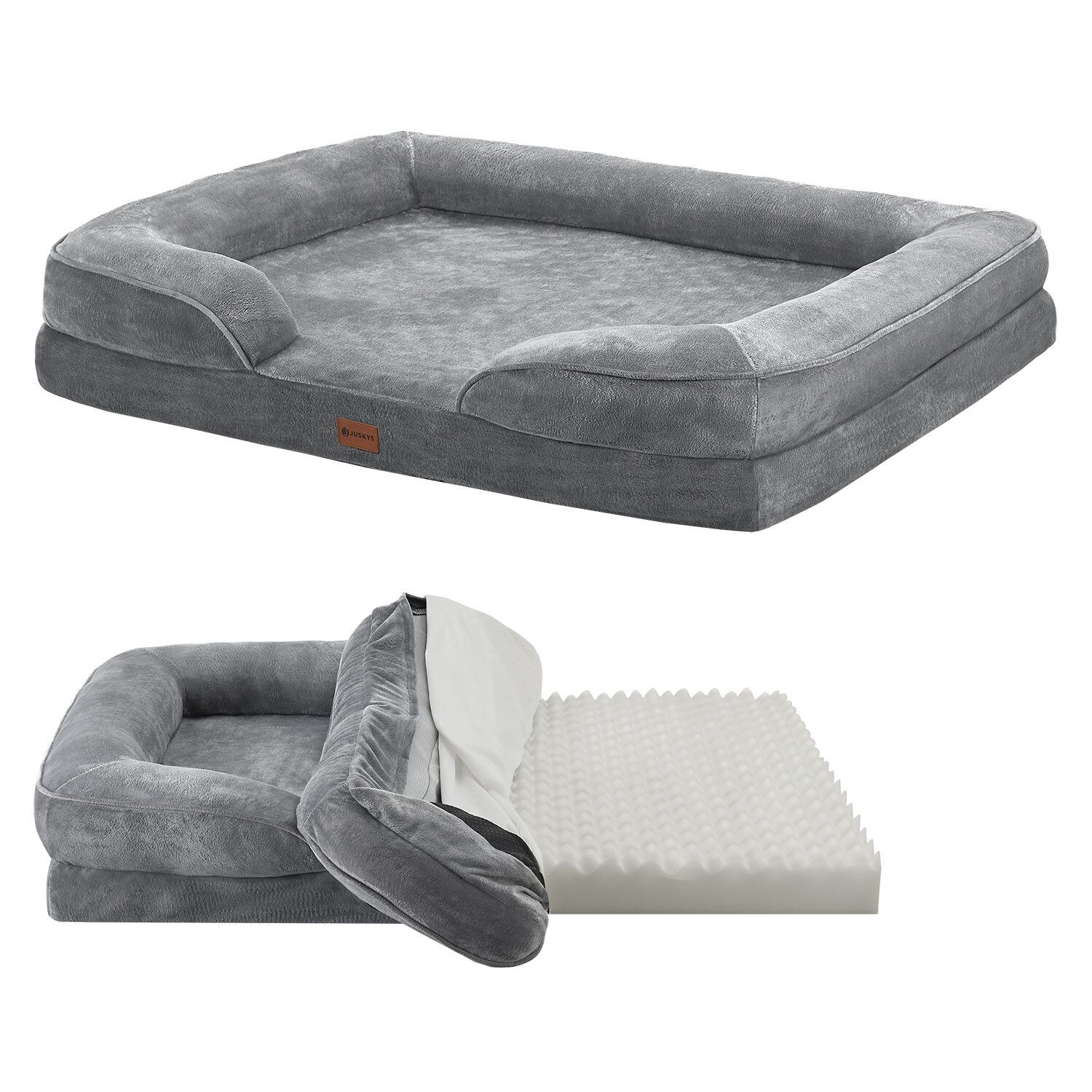 Juskys Hundebett Sheena XL - 105 x 82 cm - orthopädisch & flauschig - Bezug abnehmbar & waschbar