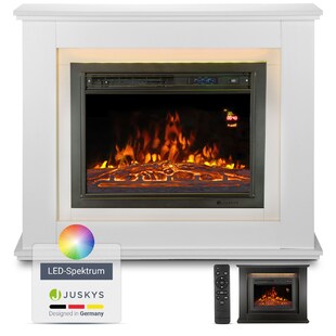 Juskys Elektrokamin – Standkamin mit Heizung & Kaminfeuer – Flammeneffekt, 1000/2000 Watt – Weiß 