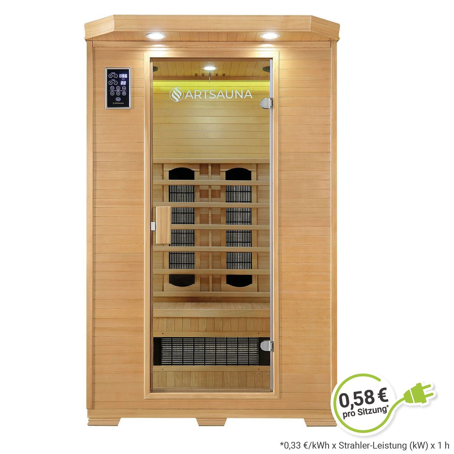 Artsauna Infrarotkabine W&auml;rmekabine Oslo mit Keramikstrahlern & Hemlockholz 
