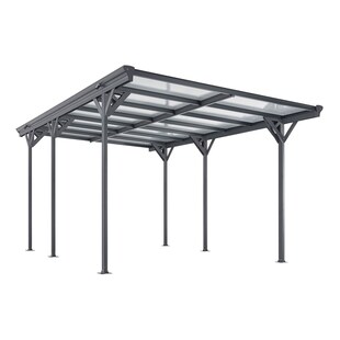 Juskys Carport mit Flachdach 5x3 m – freistehende Überdachung aus Aluminium mit Doppelstegplatten 