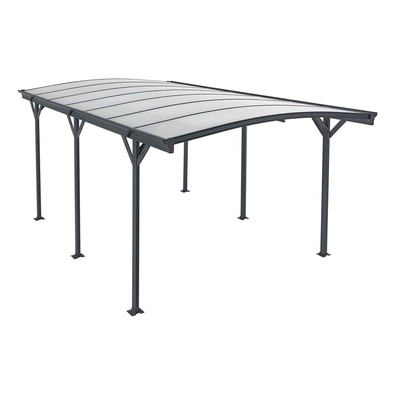 Juskys Carport mit Bogendach 5x3 m &ndash; freistehende &Uuml;berdachung aus Aluminium mit Doppelstegplatten 