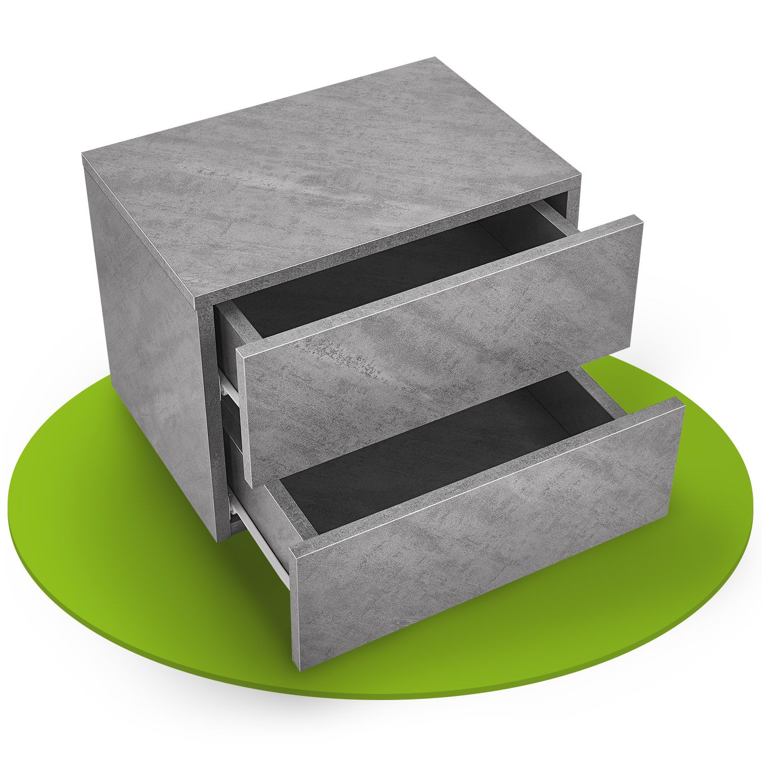 Juskys Nachttisch h&auml;ngend Holz 40x29x30 cm - 2 Schubladen Wandmontage - Nachtschrank Grau 