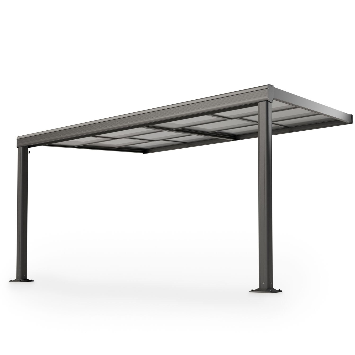 Juskys Terrassendach Jakarta 4x3 m - Schiebedach, Alu mit Doppelstegplatten, wetterfest, UV-Schutz 