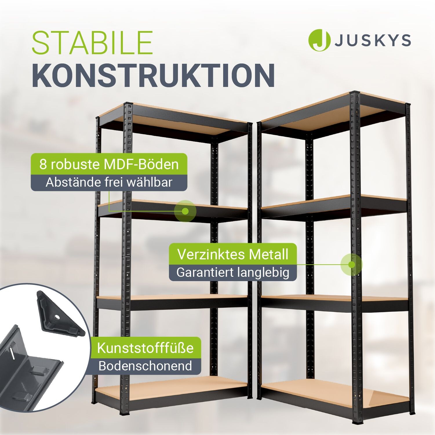 Lagerregal Easy 2er Set – Metall Schwerlastregal 160x80x40 cm, 8 Böden, , Grau