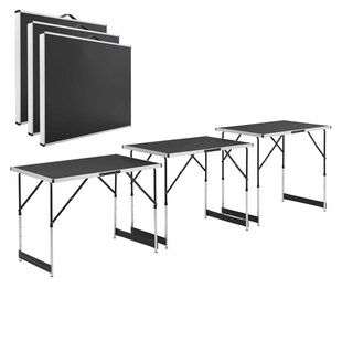 Juskys Multifunktionstisch 3 teilig klappbar - Alu Klapptisch 100x60 cm Campingtisch - Tisch Schwarz 