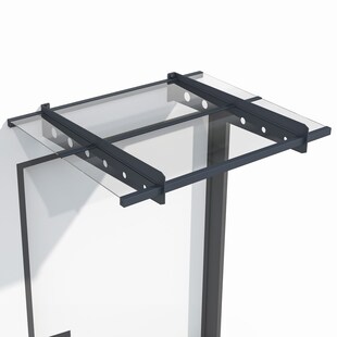 Juskys Vordach Manila 100x80 cm Dunkelgrau – Pultvordach Acryglas, Stahl – für Tür & Eingangsbereich 