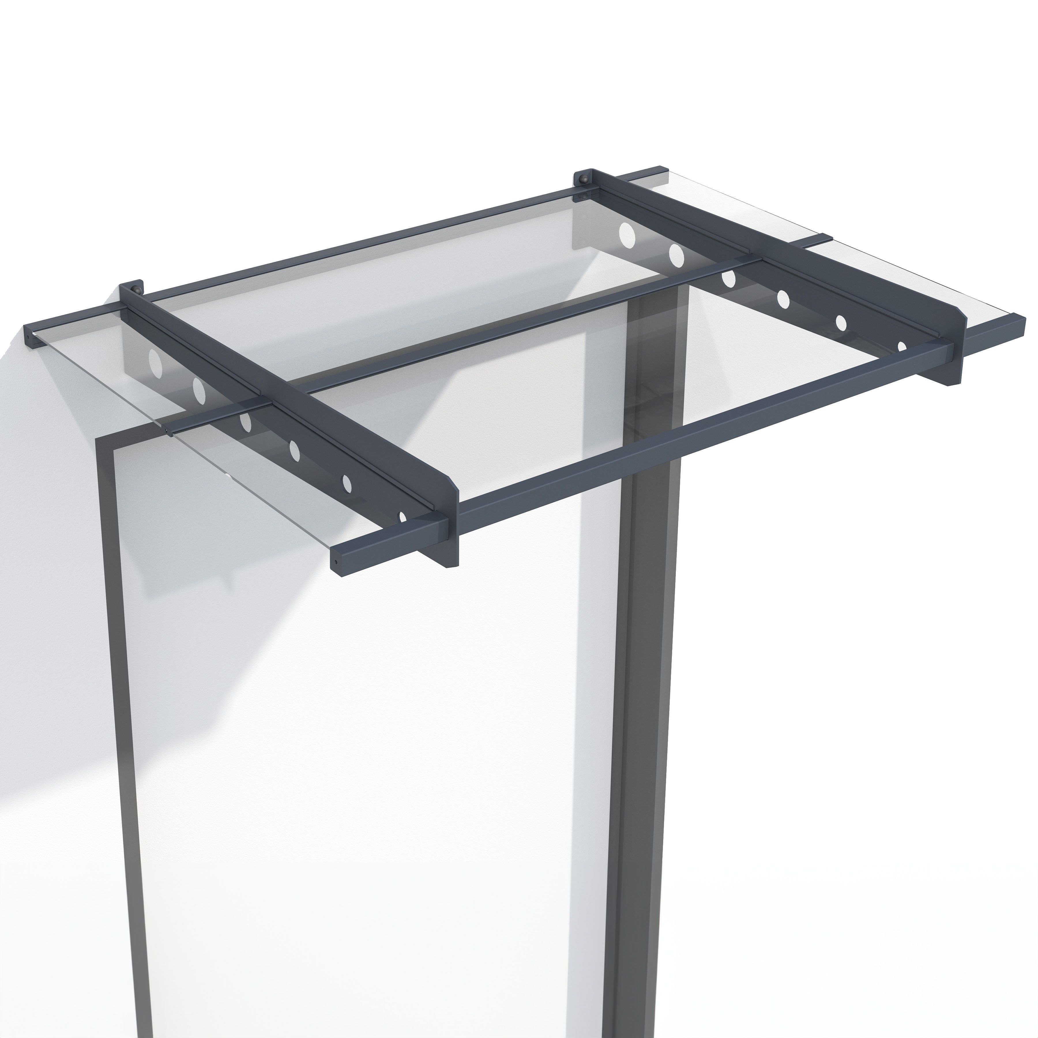 Juskys Vordach Manila 120x80 cm Dunkelgrau &ndash; Pultvordach Acryglas, Stahl &ndash; f&uuml;r T&uuml;r & Eingangsbereich 