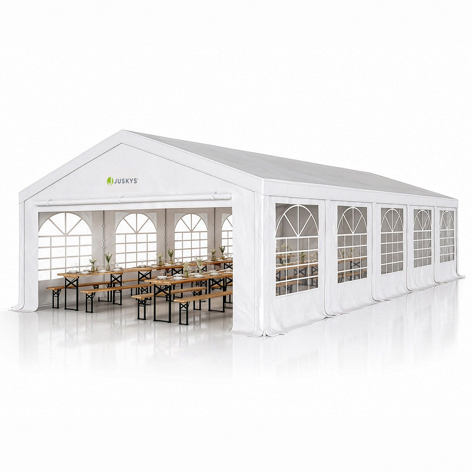 Partyzelt Gala 5 x 10 m - UV-Schutz Plane, Seitenwände - Pavillon Party Zelt Festzelt Weiß