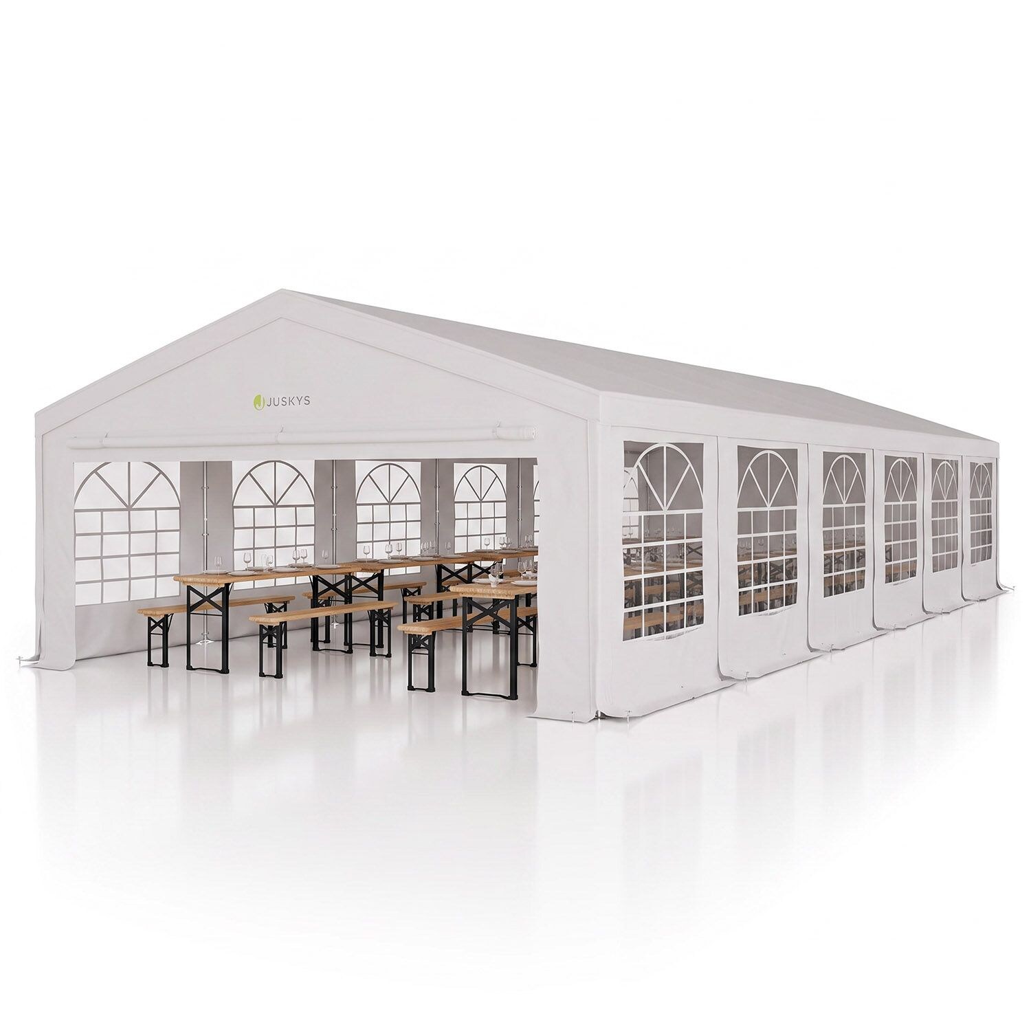 Partyzelt Gala 6 x 12 m - UV-Schutz Plane, Seitenwände - Pavillon Party Zelt Festzelt Weiß