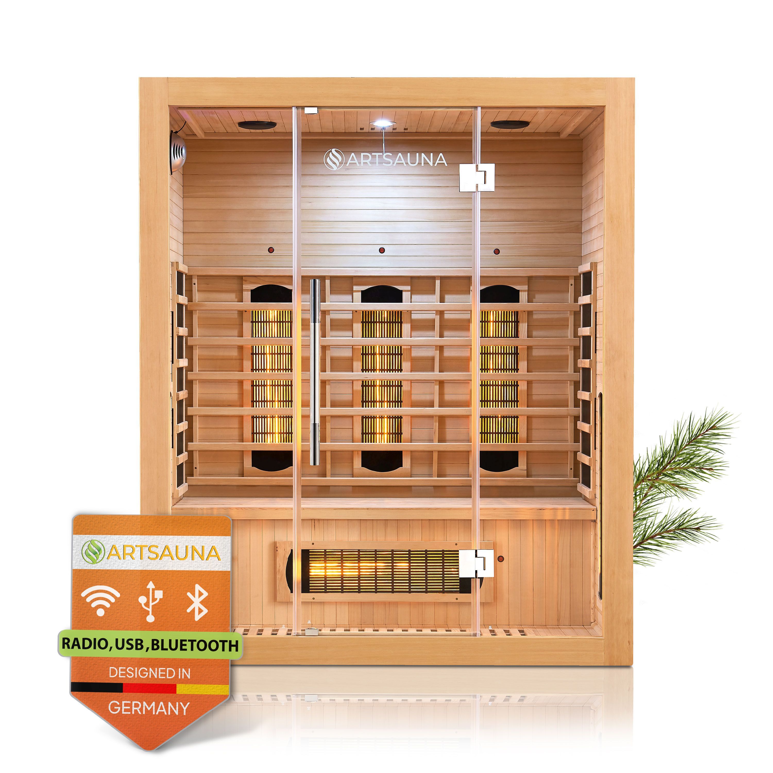 Artsauna Infrarotkabine Kiruna160 Dual Technologie &ndash; 6 Vollspektrumstrahler & 3 Fl&auml;chenstrahler 