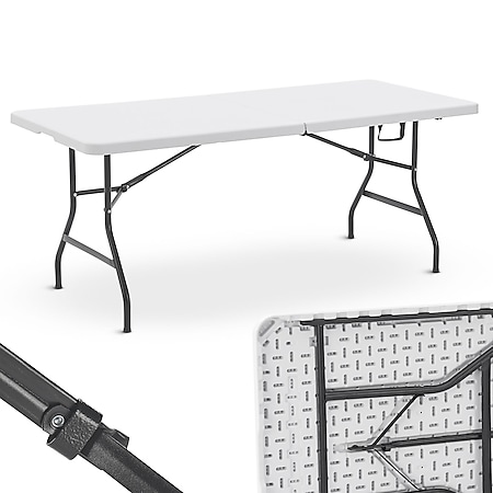 Juskys Klapptisch Buffettisch XL klappbar - groß, bis 180 kg belastbar - Kunststoff Tisch Weiß 