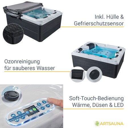 Artsauna Outdoor Whirlpool LED Oasis bei Heizung - & online Licht, bestellen Massagedüsen, Abdeckung Filter, Marktkauf