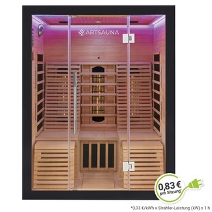 Artsauna Infrarotkabine Helsinki 150 mit Dual Technologie & LED - 3 Personen Wärmekabine Schwarz 