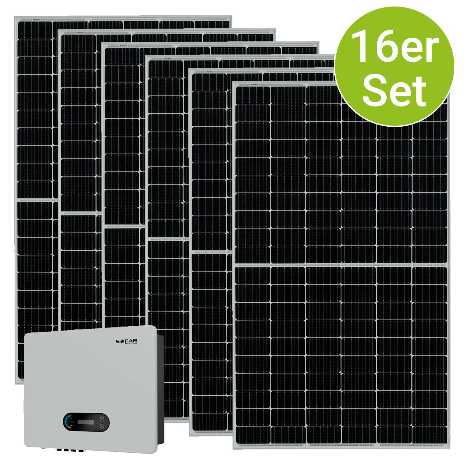 Juskys Solaranlage Set 6000 Watt Photovoltaik Anlage 16 Module, Wechselrichter - WLAN, Bluetooth 