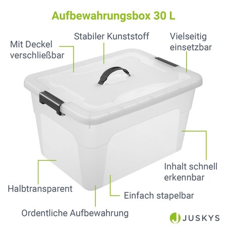 Juskys Aufbewahrungsbox mit Deckel - 4er Set Kunststoff Boxen 30l - Box  stapelbar, transparent bei Marktkauf online bestellen