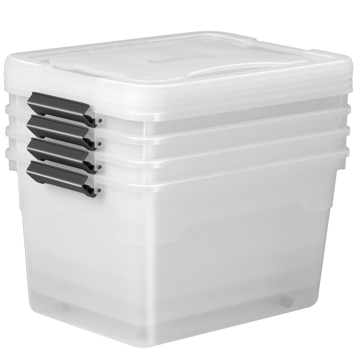 Juskys Aufbewahrungsbox mit Deckel - 4er Set Kunststoff Boxen 45l
