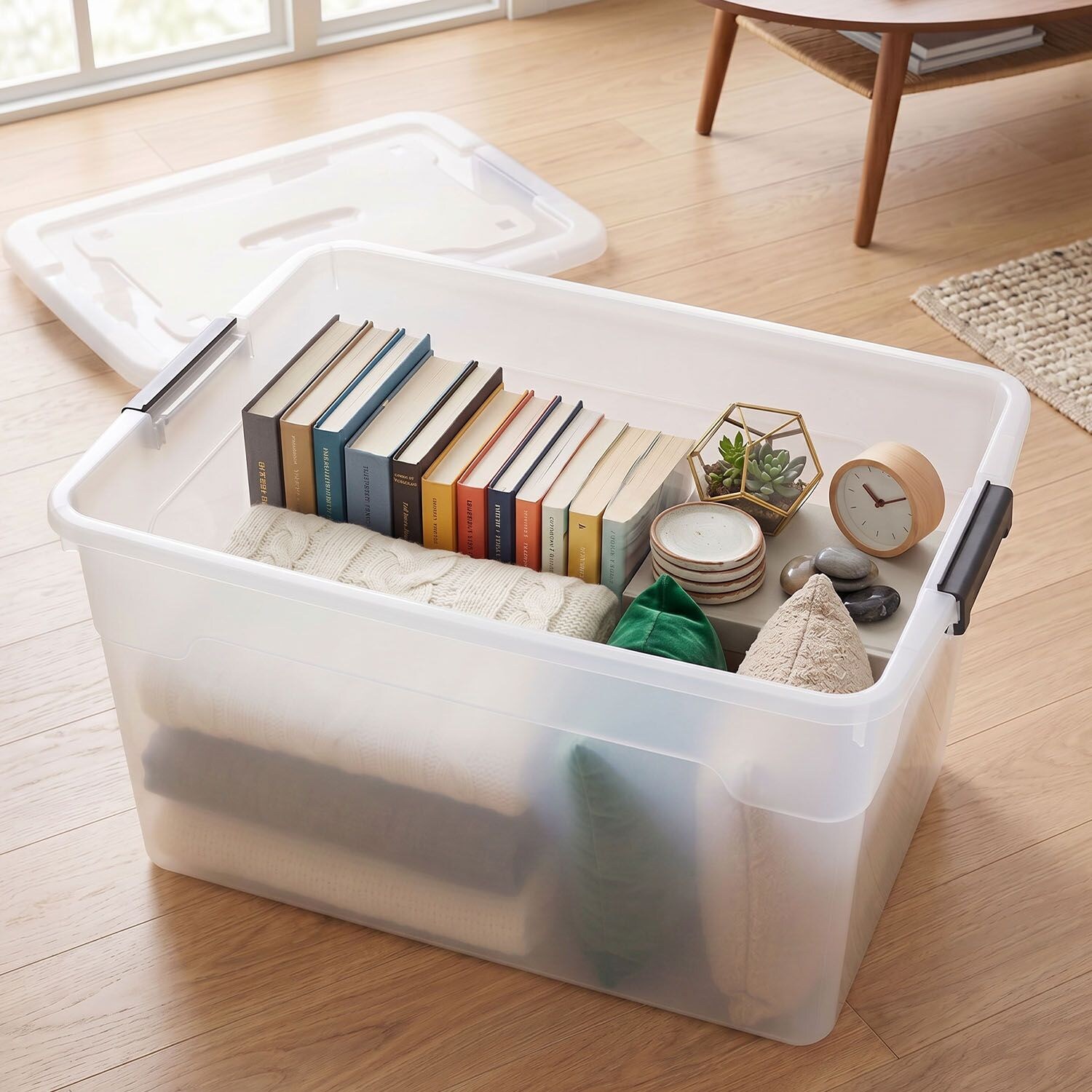Aufbewahrungsbox mit Deckel - 6er Set Kunststoff Boxen  - Box stapelbar, transparent