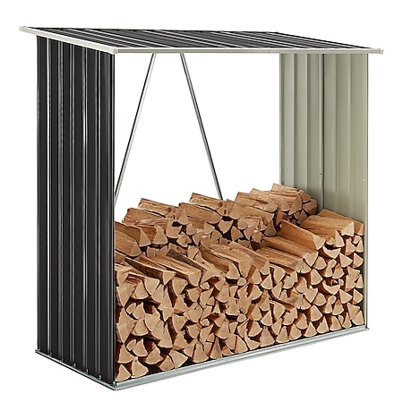 Juskys Holzunterstand Enno für Brennholz außen - Kaminholzregal aus Stahl für Kaminholz - Anthrazit 