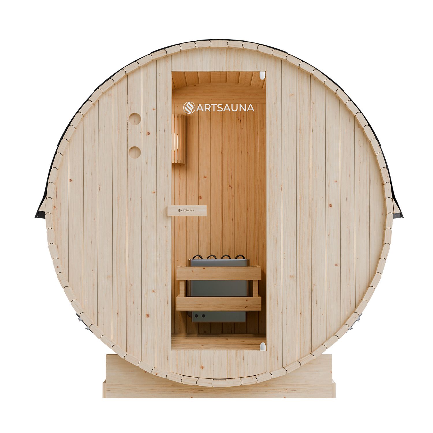 Artsauna Fasssauna Spitzbergen 120 - 2 Personen, 3,6 kW Ofen, Zubeh&ouml;r - Fichtenholz Sauna 