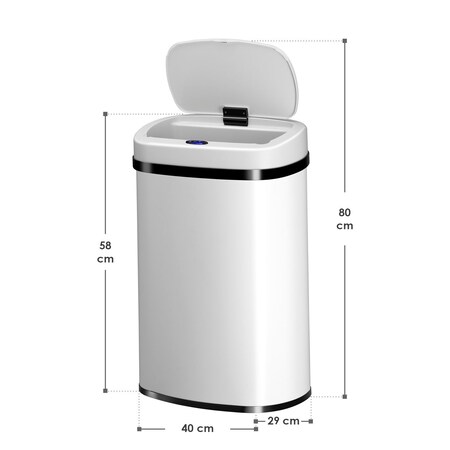 Juskys Automatik Mülleimer mit Sensor 50L - Abfalleimer mit elektrischem  Deckel rechteckig - Weiß bei Marktkauf online bestellen