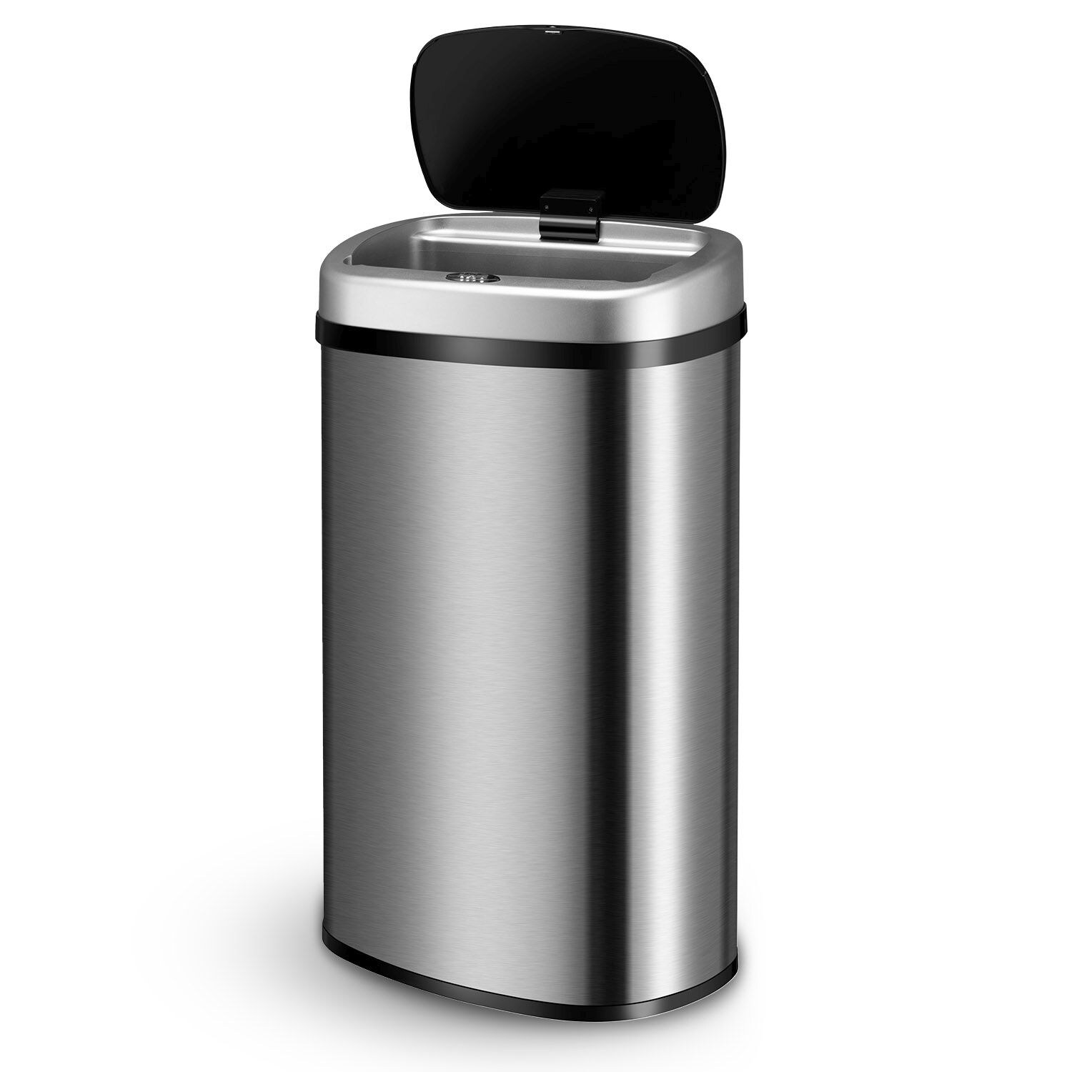Automatik Mülleimer mit Sensor  - Abfalleimer mit elektrischem Deckel rechteckig - Silber