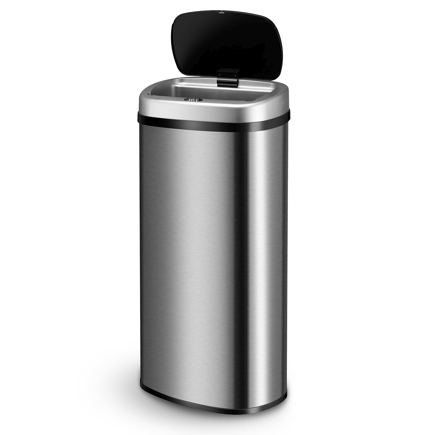 Automatik Mülleimer mit Sensor  - Abfalleimer mit elektrischem Deckel rechteckig - Silber