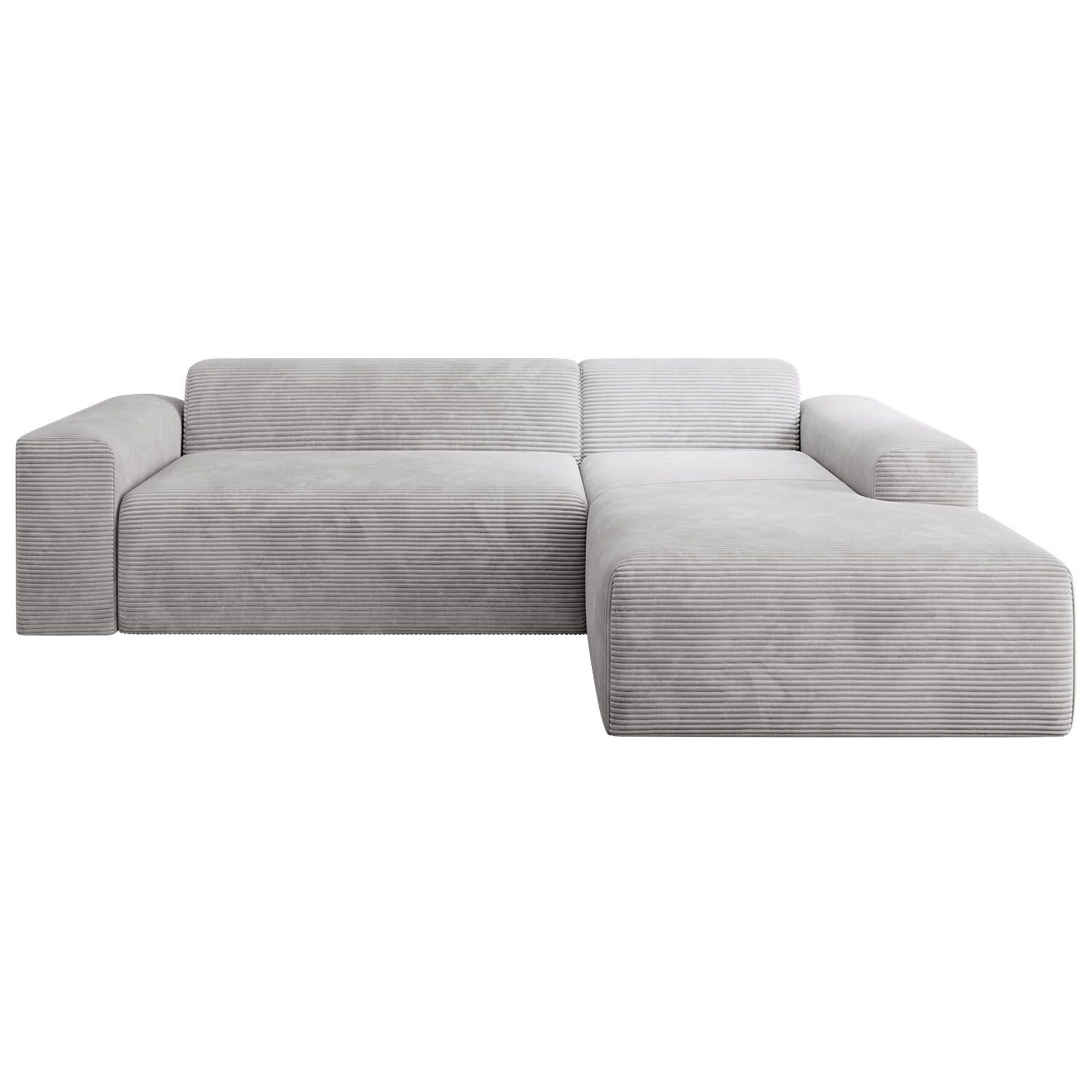 Juskys Sofa Vals Rechts mit POSO Stoff - Ecksofa Couch Wohnzimmer modern Sitzfl&auml;che - Hellgrau 