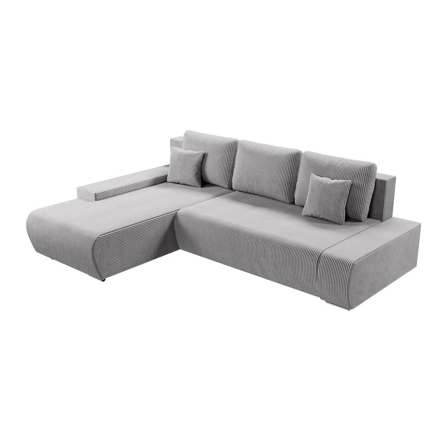 Juskys Sofa Iseo Links mit Schlaffunktion - Stoff Couch L Form f&uuml;r Wohnzimmer - Hellgrau 