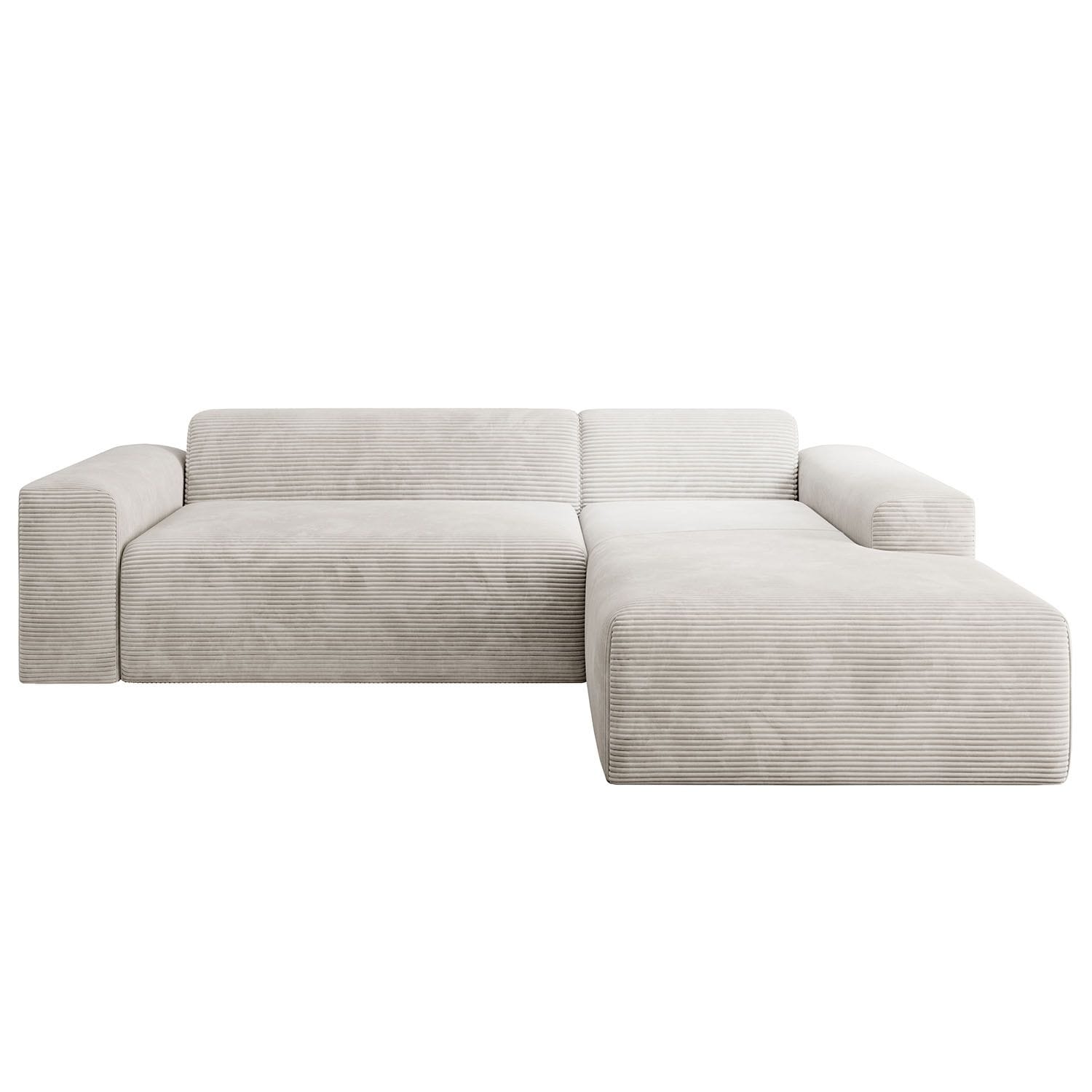 Juskys Sofa Vals Rechts mit POSO Stoff - Ecksofa Couch Wohnzimmer modern Sitzfl&auml;che - Beige 
