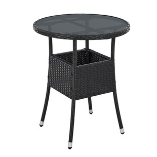 Juskys Polyrattan Gartentisch Yoro rund - wetterfest Outdoor Beistelltisch Ø 60 cm - Schwarz 