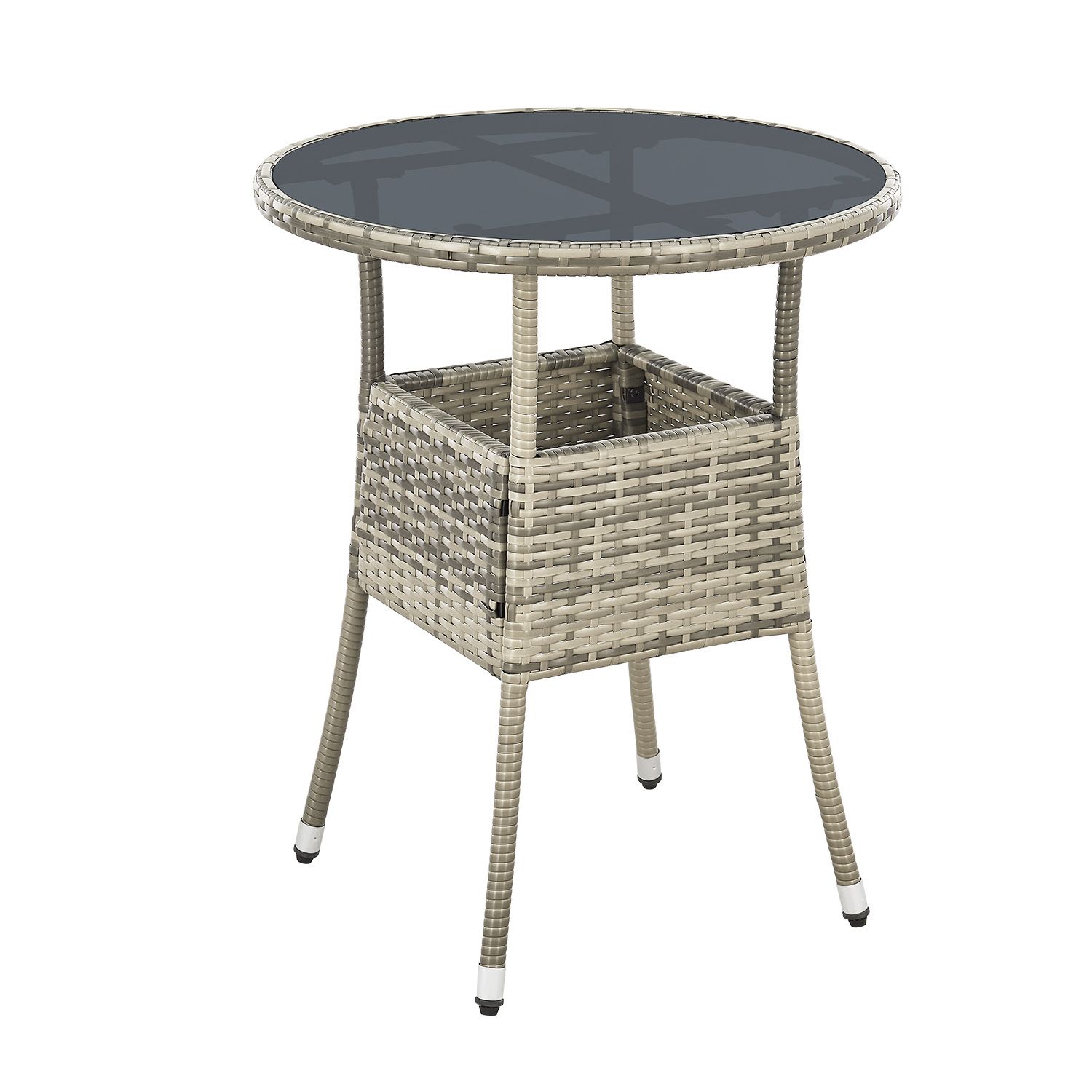 Juskys Polyrattan Gartentisch Yoro rund - wetterfest Outdoor Beistelltisch &Oslash; 60 cm - Grau 