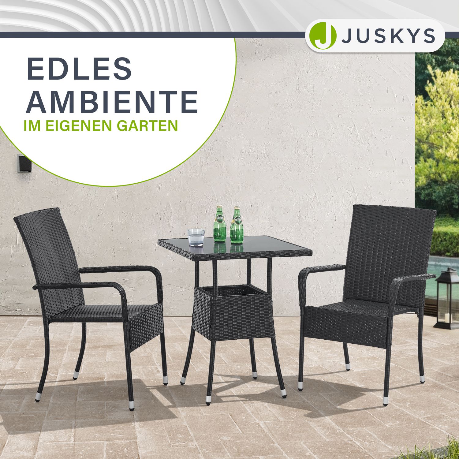 Juskys Polyrattan Gartentisch Yoro eckig - wetterfest Outdoor Beistelltisch 60x60 cm