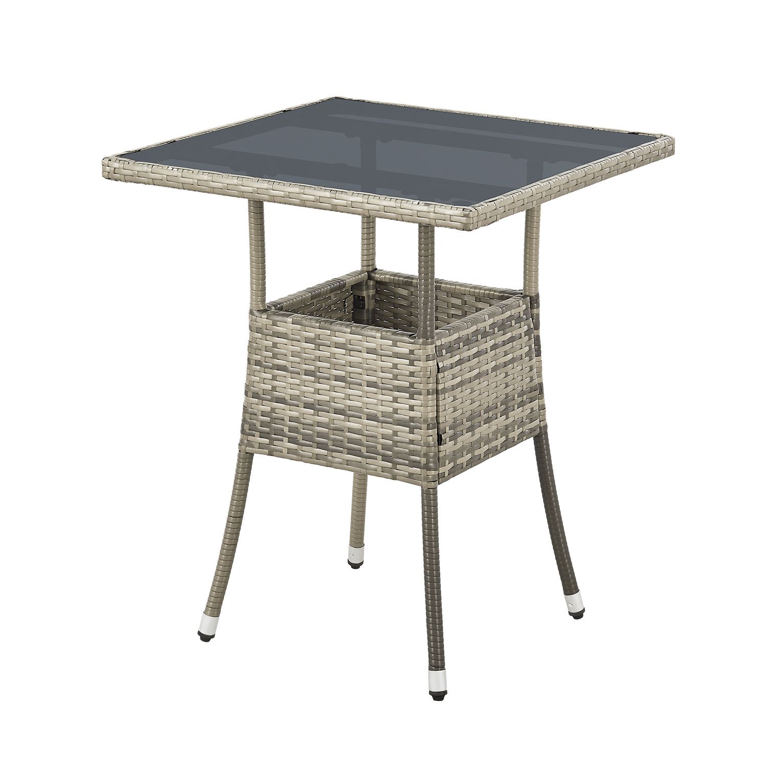 Juskys Polyrattan Gartentisch Yoro eckig - wetterfest Outdoor Beistelltisch 60x60 cm - Grau 